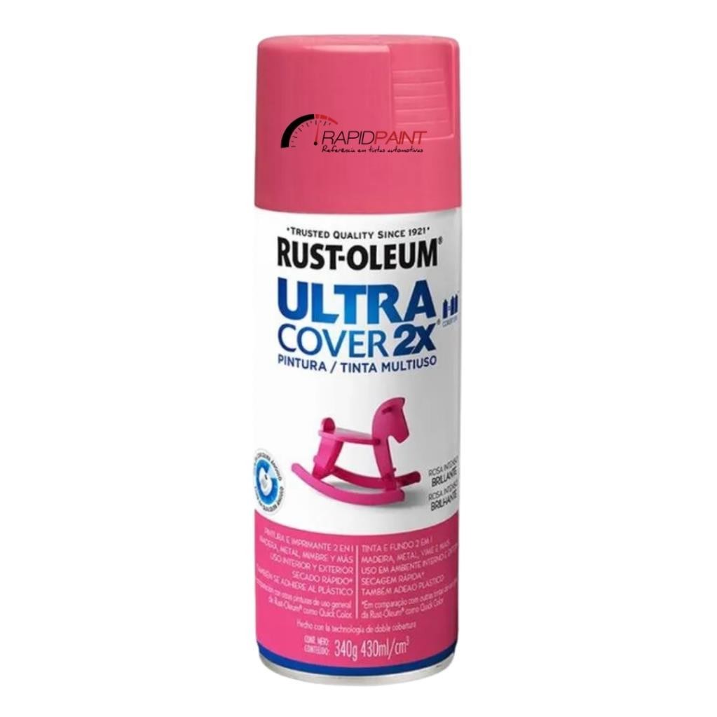 SPRAY ROSA INTENSO BRILHANTE ULTRA  COBERTURA 2X   430ML RUST OLEUM - TUBO