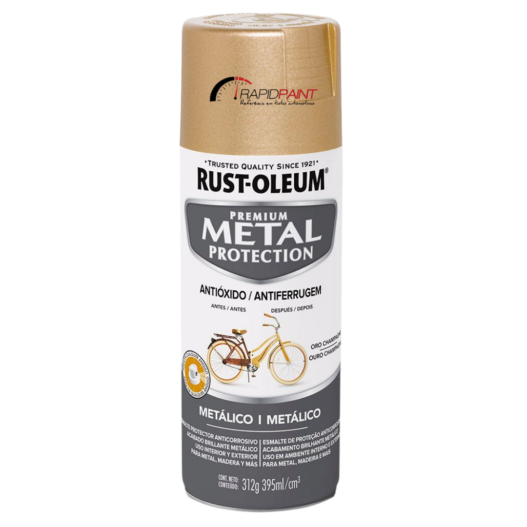SPRAY OURO CHAMPAGNE METÁLICO METAL PROTECTION 395ML RUST OLEUM - TUBO