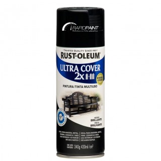 SPRAY PRETO BRILHANTE ULTRA  COBERTURA 2X 430ML RUST OLEUM - TUBO