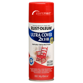 SPRAY VERMELHO MAÇA LISO BRILHANTE ULTRA  COBERTURA  2X 430ML RUST OLEUM - TUBO