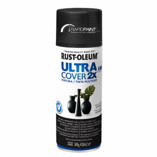 SPRAY PRETO CANHÃO ACETINADO ULTRA  COBERTURA 2X 430ML RUST OLEUM - TUBO